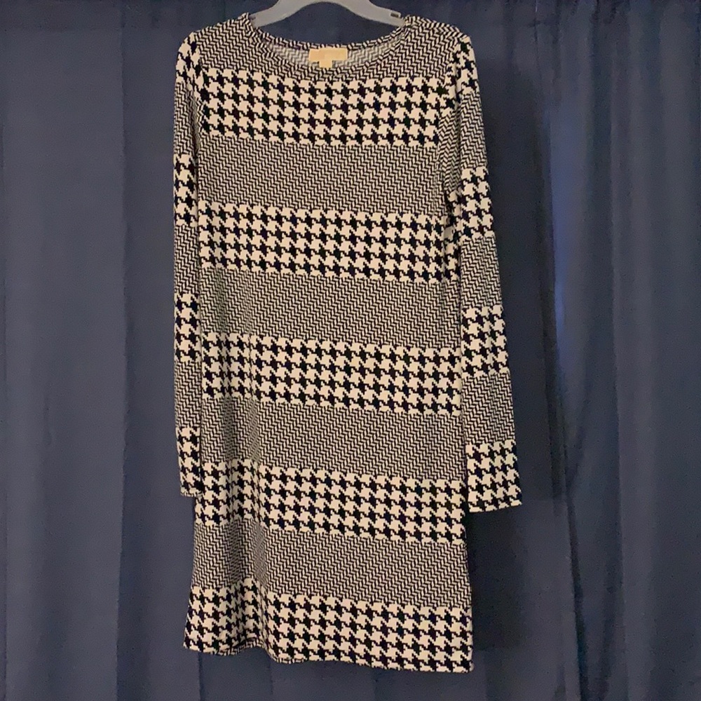 Michael Kors Houndstooth Navy Dress Medium